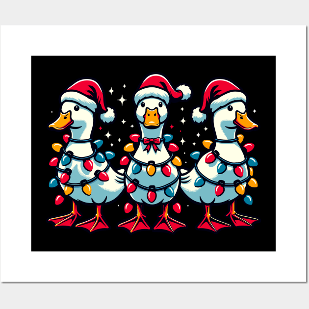 Christmas Ducks Christmas Lights Wall Art by JanaeLarson